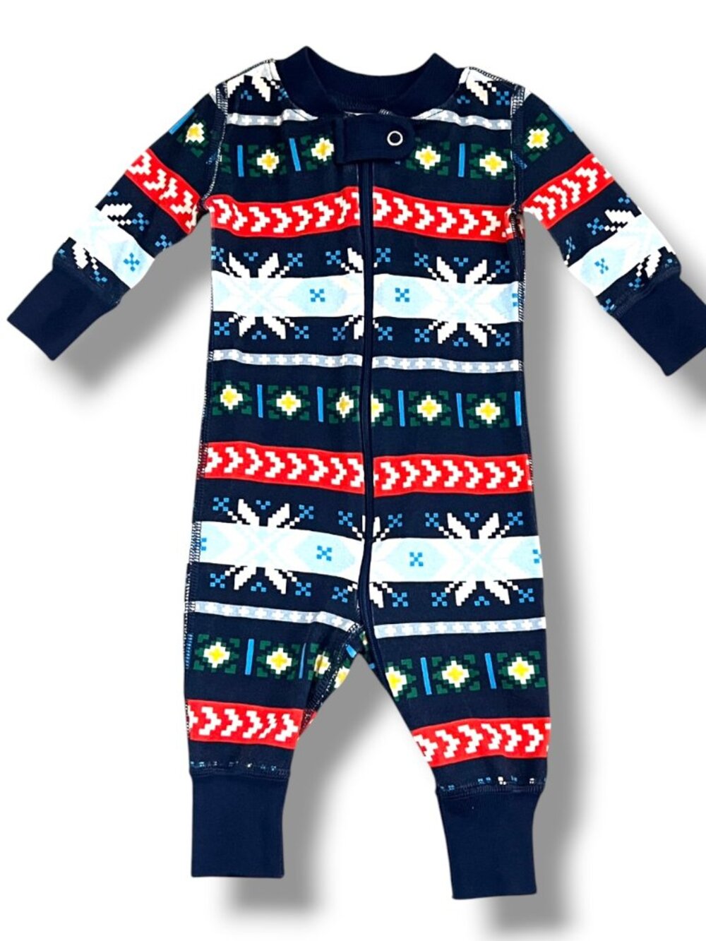 Hanna Andersson Holiday Fair Isle Snowflake Zip Footless Sleeper Pajama 0-3M